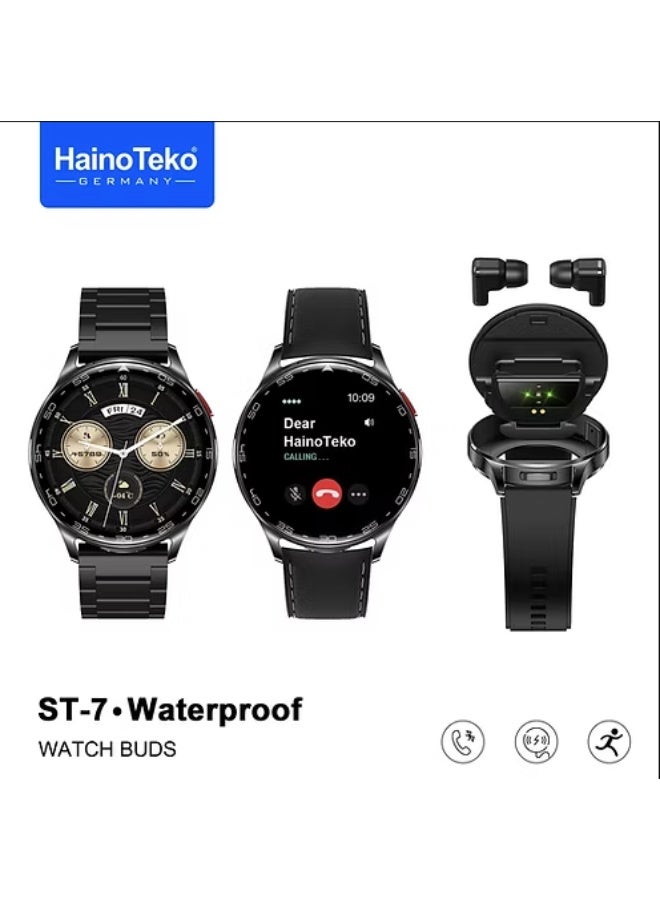 HainoTeko Germany HainoTeko ST-7 Waterproof Smart Watch with Integrated Earbuds - Image 1